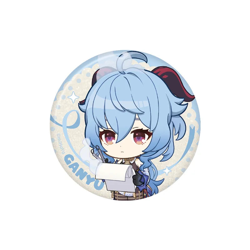 Genshin Impact Ganyu Stellar Recollection series character badge featuring soft pastel chibi artwork