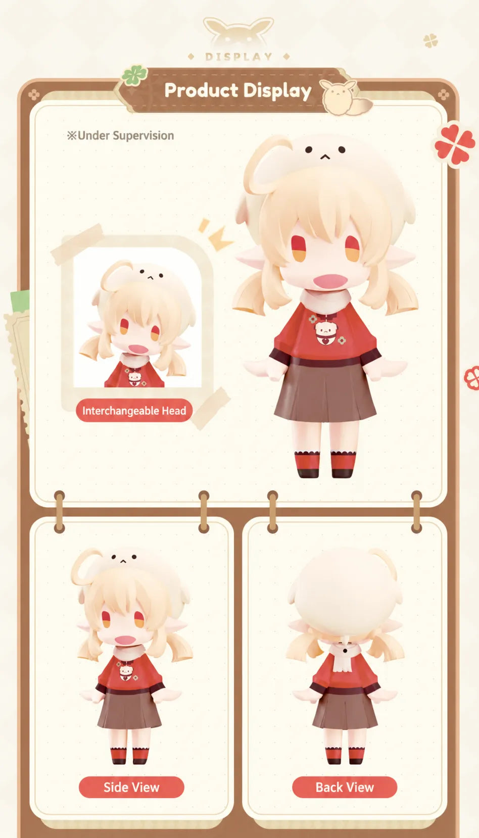 Klee HELLO! GOOD SMILE Chibi Figure front, side and back display views