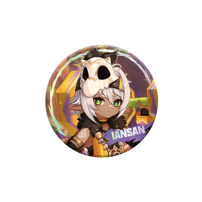 Genshin Impact Iansan character badge with holographic finish and themed artwork