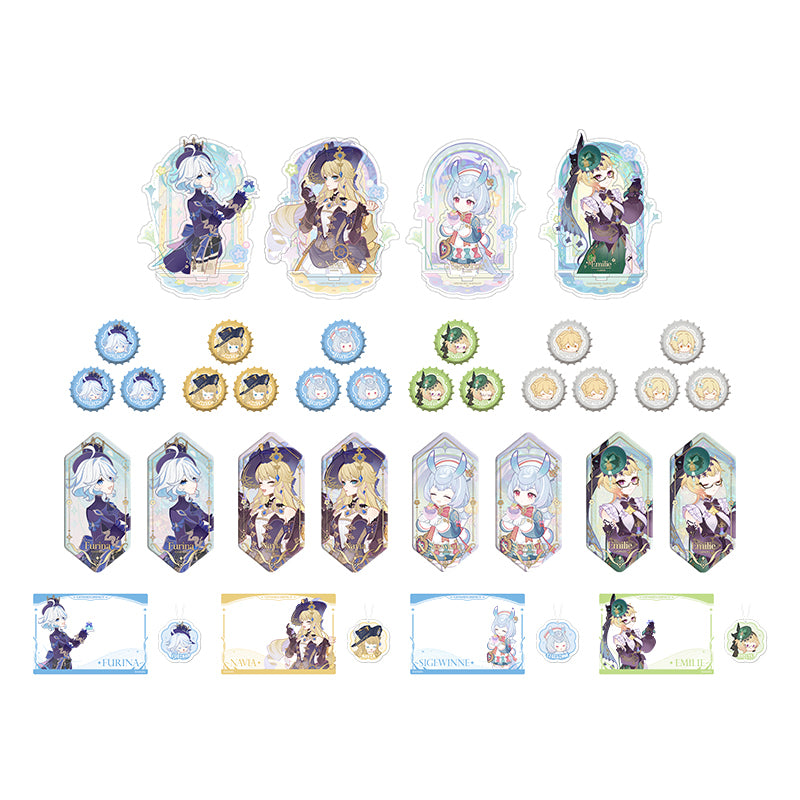 Genshin Imaginarum Series character merchandise collection featuring Furina Navia Sigewinne Emilie Aether and Lumine