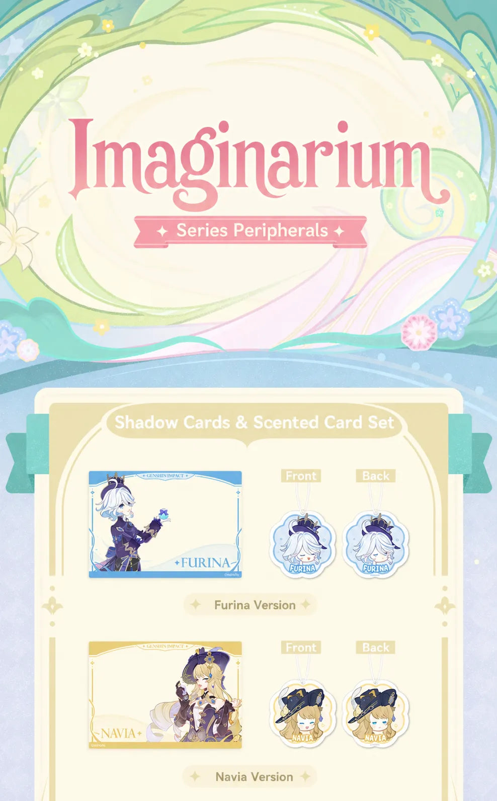 Genshin Impact Imaginarum Series shaped emblem pin set character badge collection display