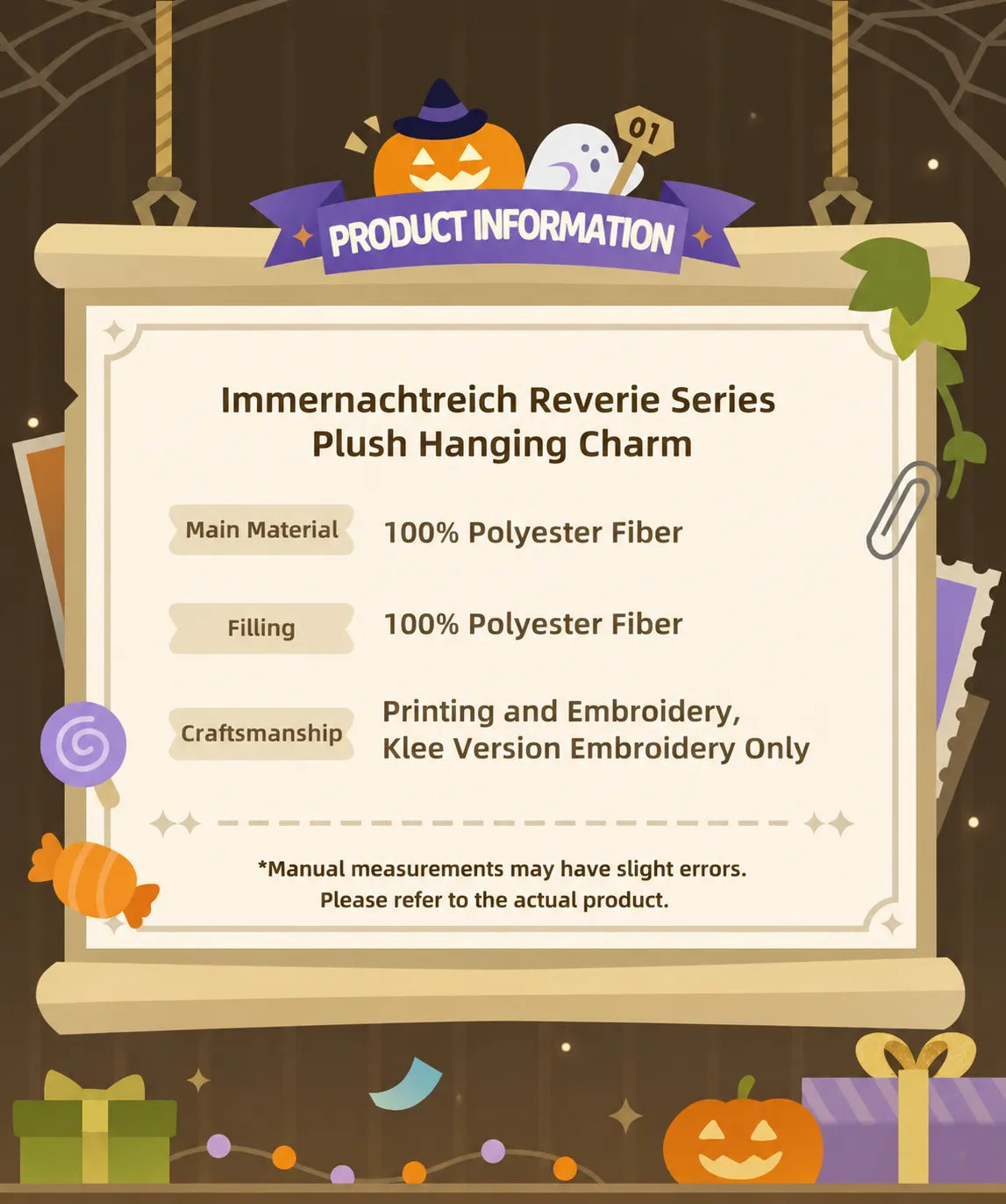 Genshin Immernachtreich Reverie Series Plush Hanging Charm made with polyester fiber material