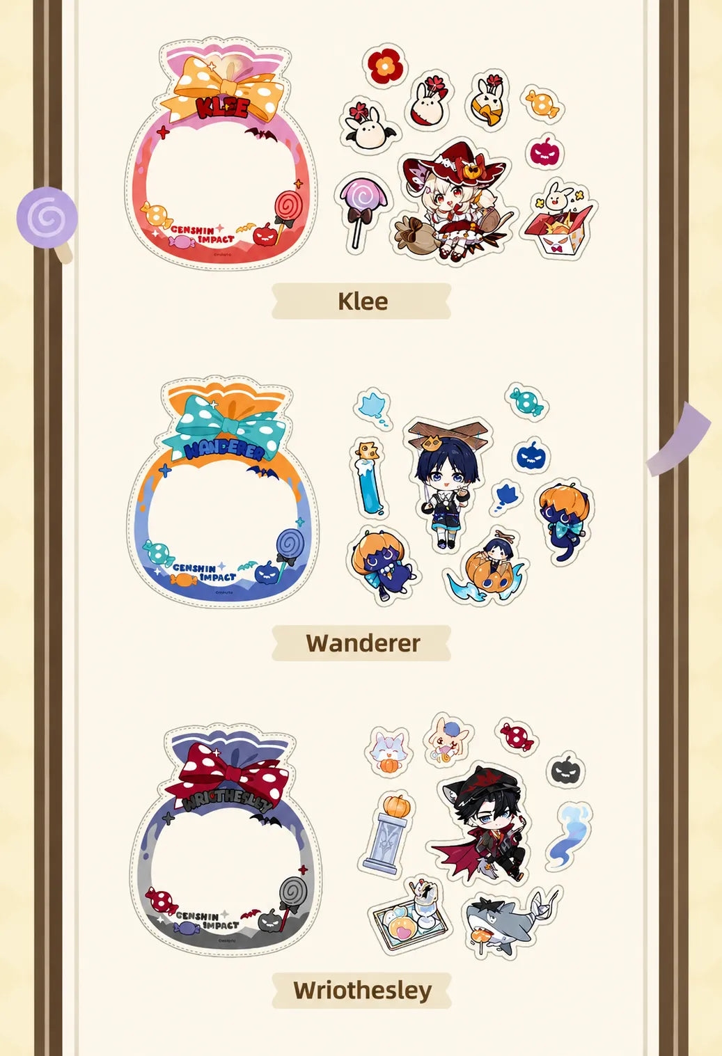 Genshin Immernachtreich Reverie Series Sticker Set featuring detailed character artwork and collectible sticker designs