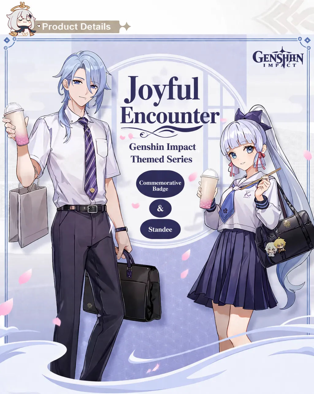 Genshin Impact Joyful Encounter series acrylic badge and standee Ayaka Ayato