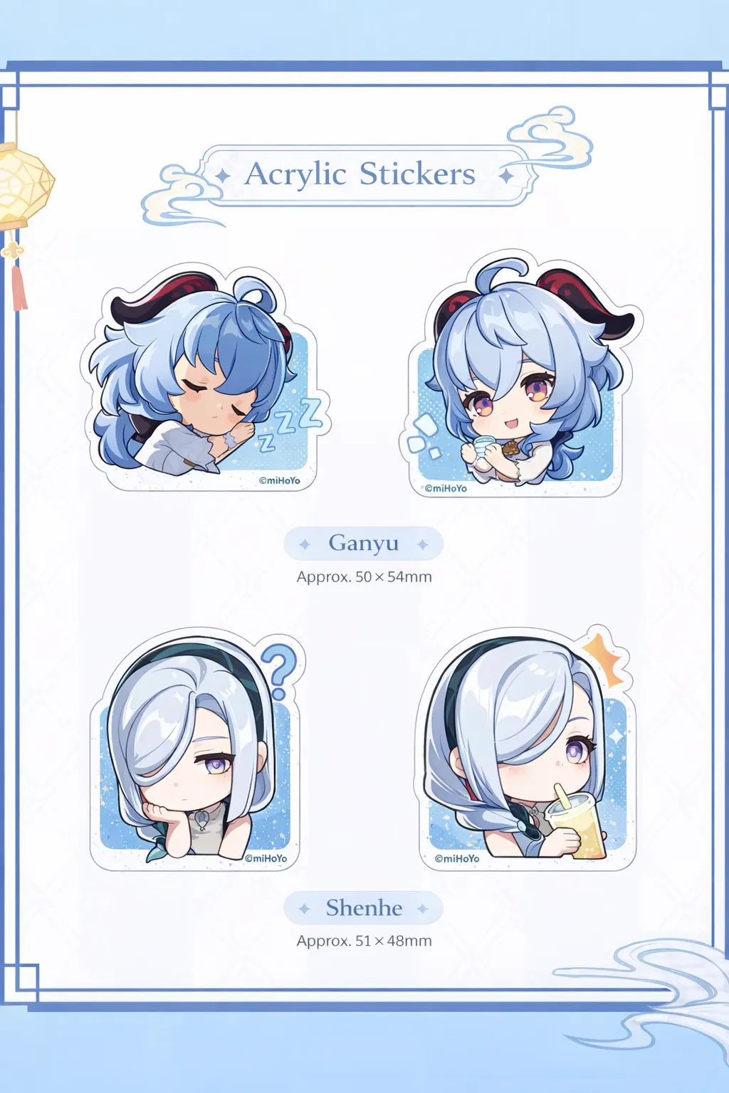 Genshin Impact Joyful Hearts acrylic memo clip display Ganyu Shenhe chibi design