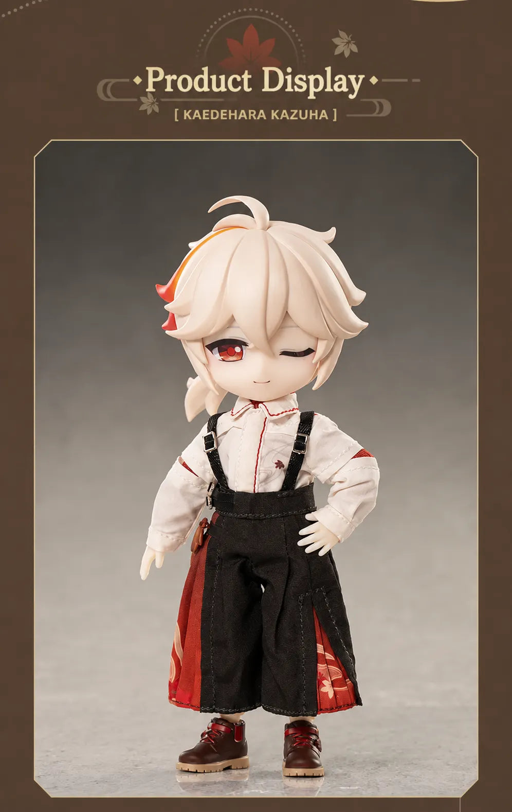Kaedehara Kazuha figure wearing red scarf and maple themed outfit