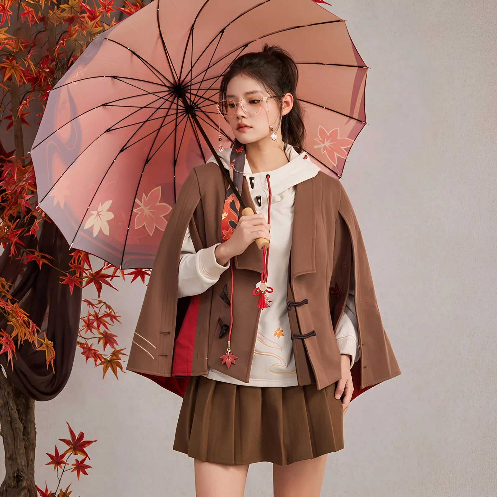 Kaedehara Kazuha themed casual jacket layered autumn fashion model styling