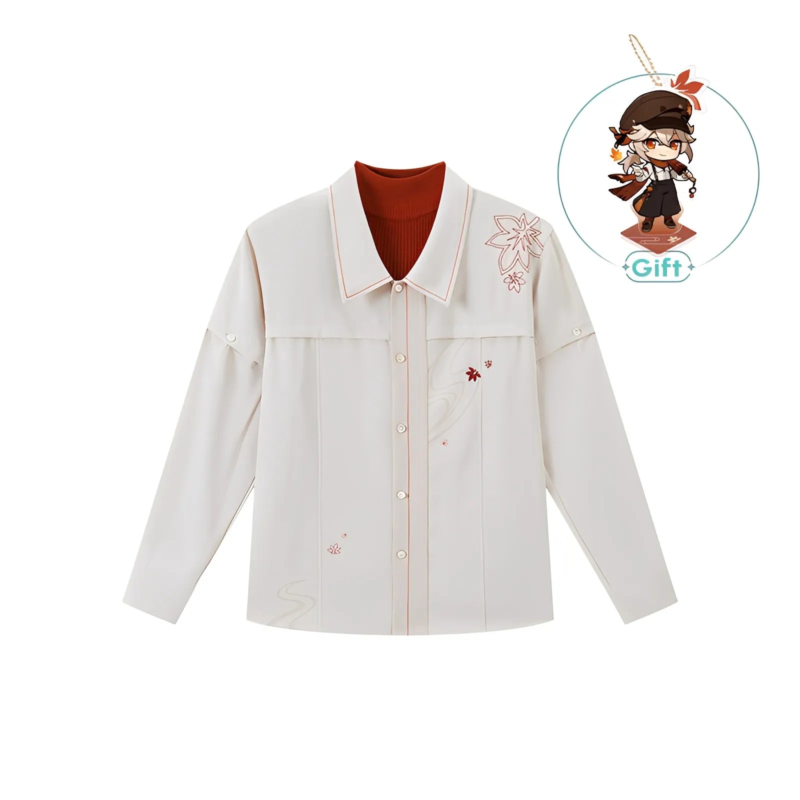 Kaedehara Kazuha themed impression long sleeve shirt white background product display
