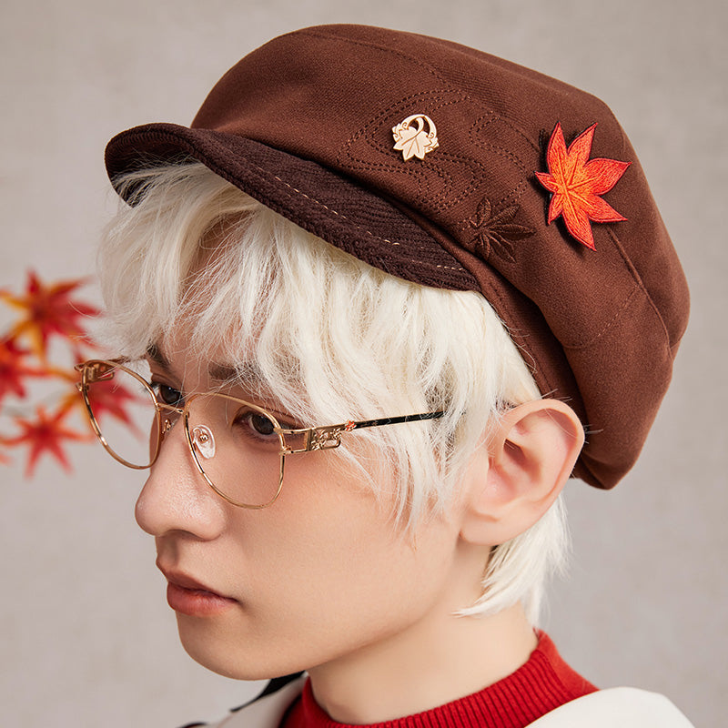 Kaedehara Kazuha beret featuring layered ribbon details and autumn themed accents