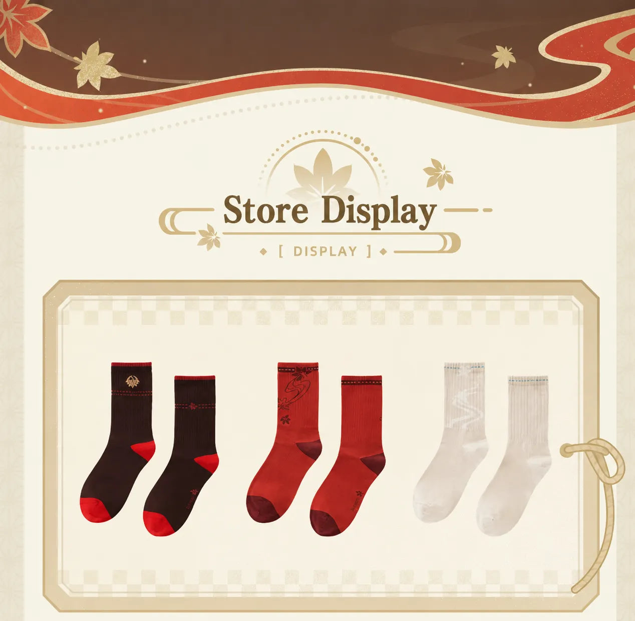 Multiple sock style display from Kaedehara Kazuha themed impression series