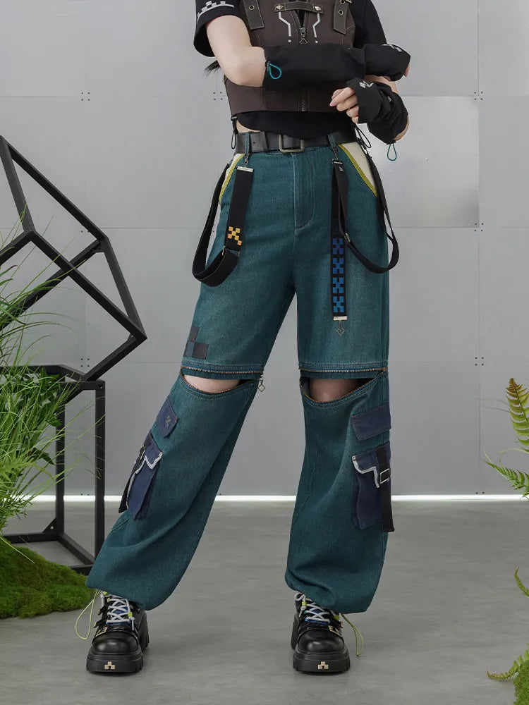 Genshin Impact Kinich Themed Impression Series detachable cargo denim pants full outfit display
