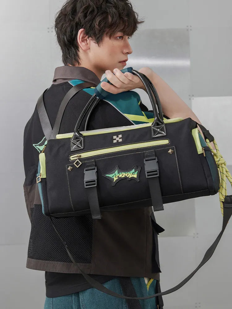 Kinich themed sports travel bag carried as a shoulder bag