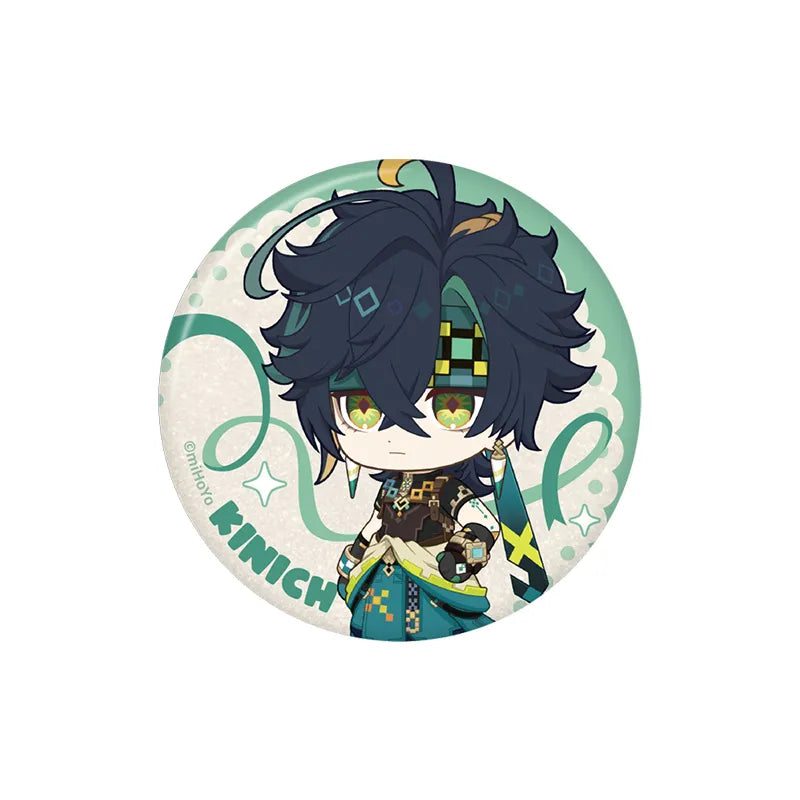 Genshin Kinich Stellar Recollection series character badge with green-themed chibi artwork and holographic details