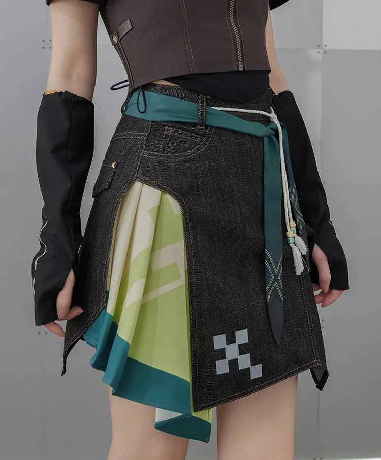 Genshin Impact Kinich themed fashion skirt character color panel design
