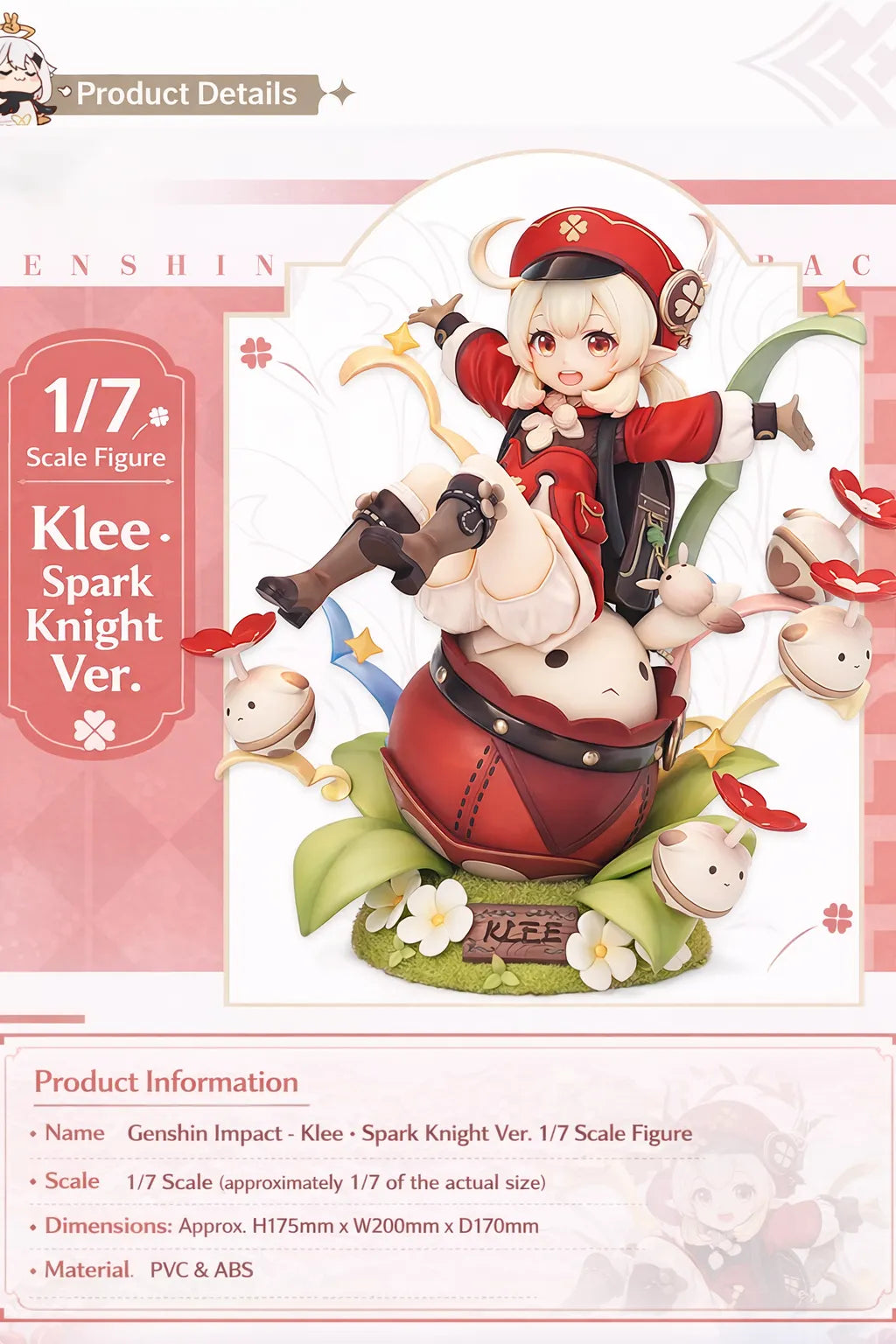 Product details of Genshin Impact Klee Spark Knight Ver. 1/7 scale figure with specifications