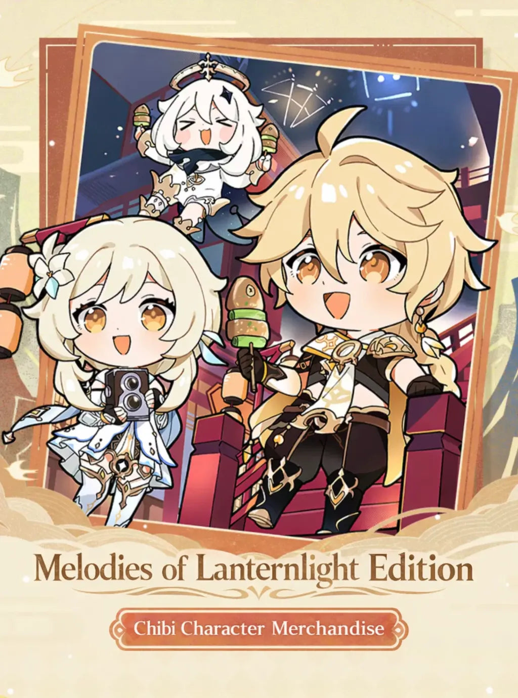 Genshin Impact Lantern Rite chibi series overview showing badges and standees across festive designs