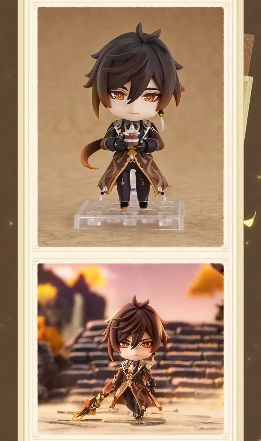 Close-up details of Zhongli Liyue Harbor Series Nendoroid Figure