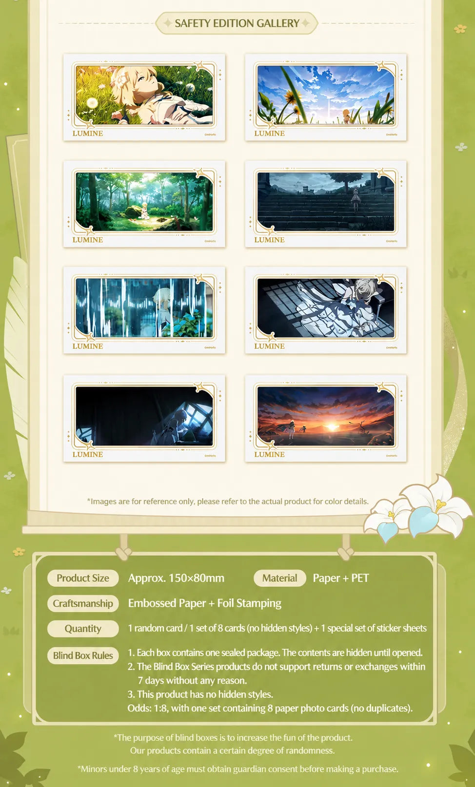 Genshin Impact Lumine paper photo card gallery from The Untraveled Path Series