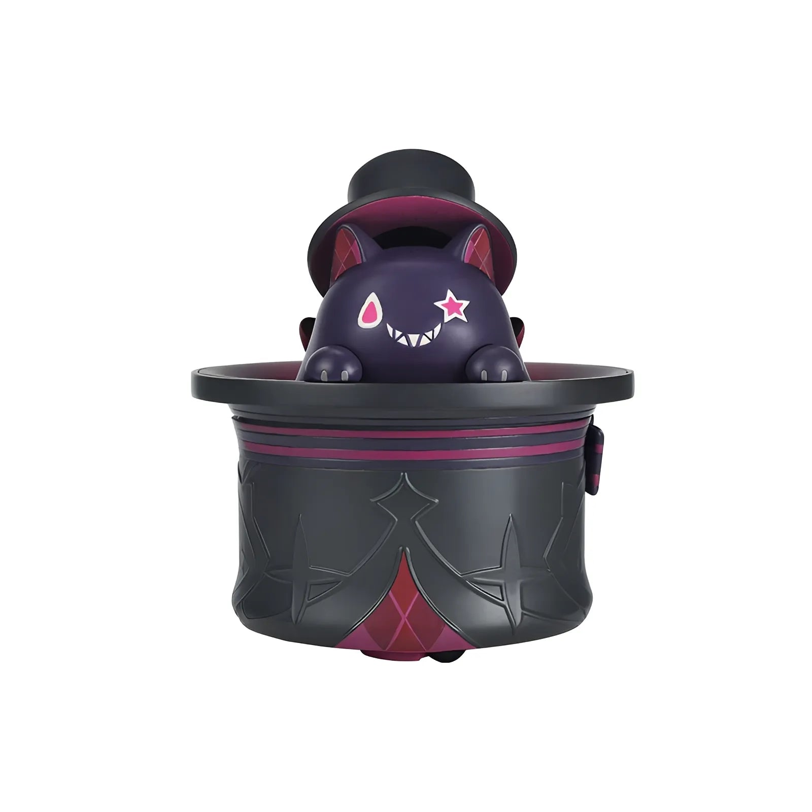 Genshin Impact Lyney top hat cat wind-up toy display scene on tabletop
