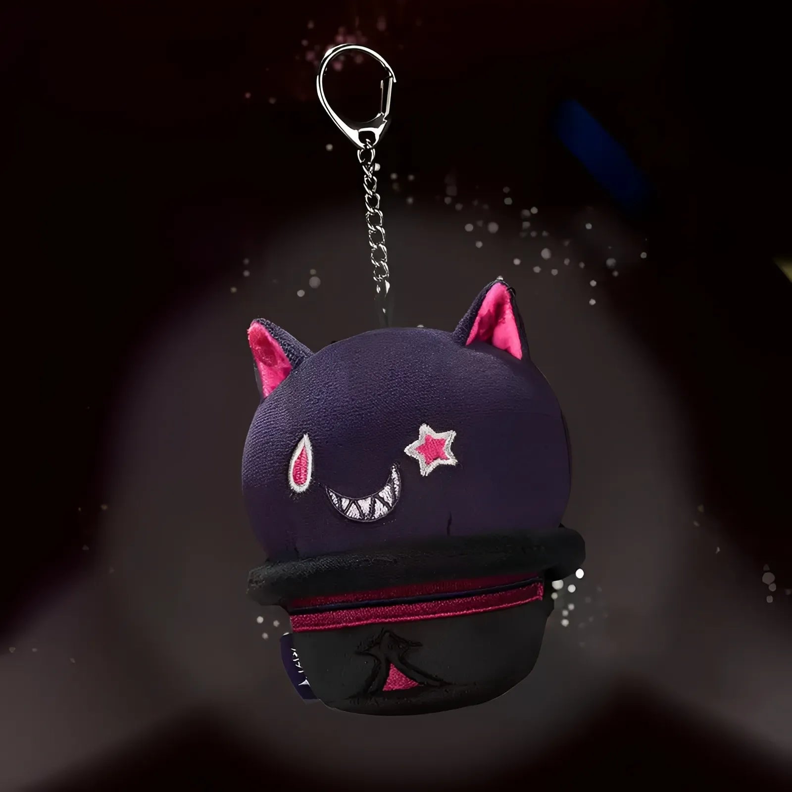 Genshin Impact Lyney cat hat plush keychain back view clean stitching finish