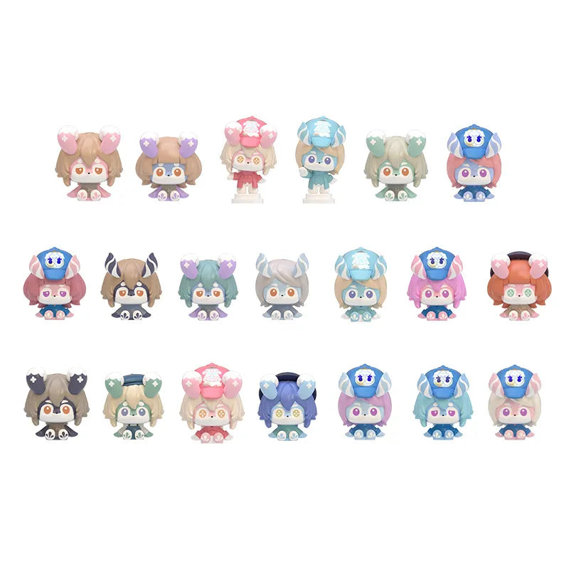 Complete Genshin Impact Melusine Series mini blind bag figure collection featuring pastel Fontaine themed characters