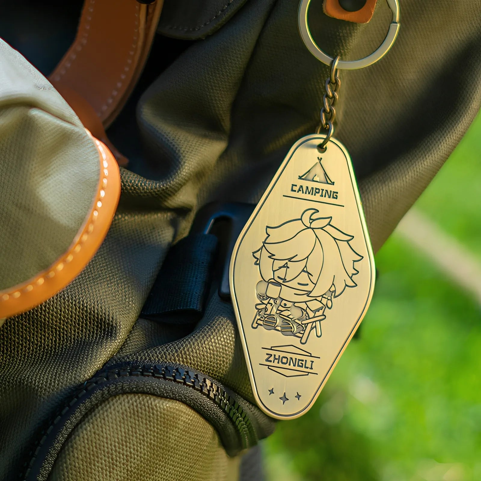 Genshin Impact metal keychain camping lifestyle display cute chibi enamel accessories daily use bag charm