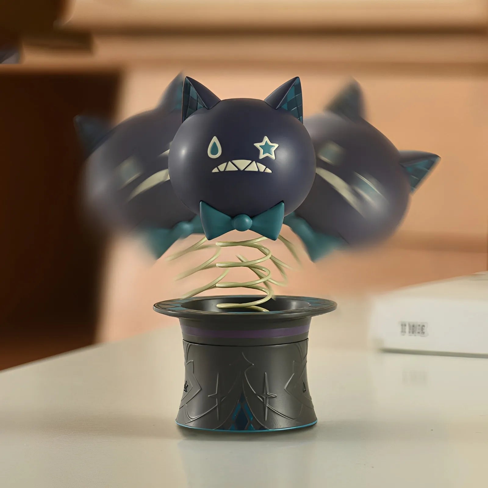 Genshin Impact Lynette cat bobblehead front and back view jack in the box design