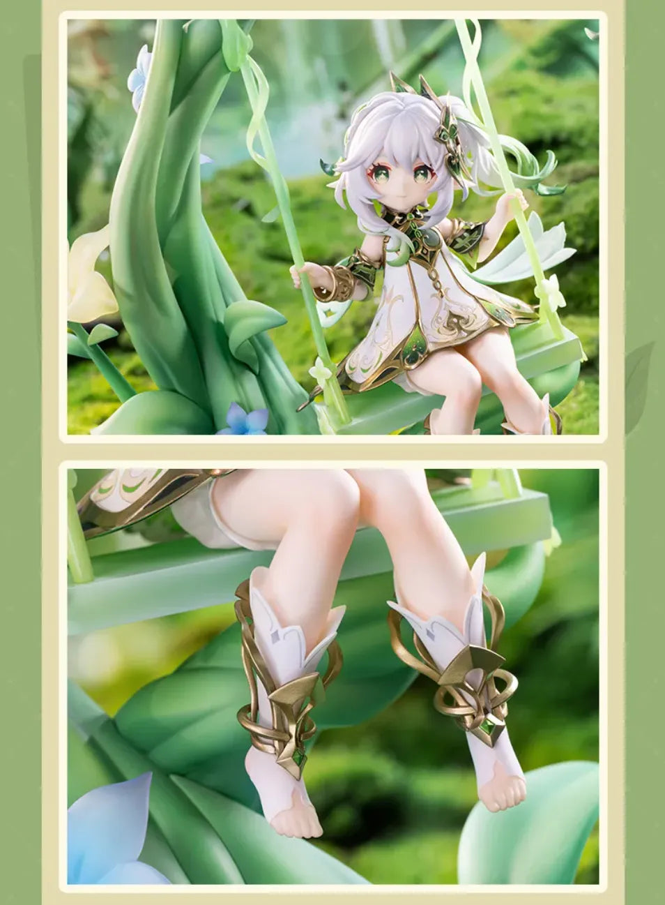 Nahida figure front and rear views with botanical display base