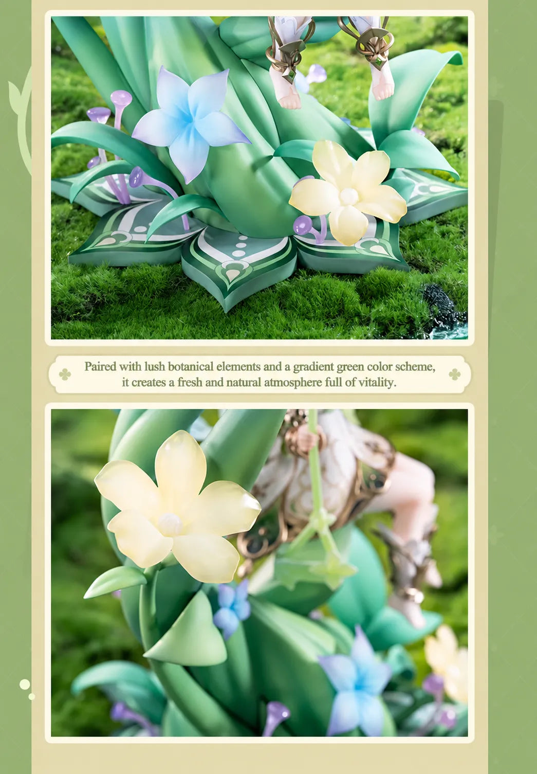 Nahida figure base with sculpted flowers leaves and botanical details