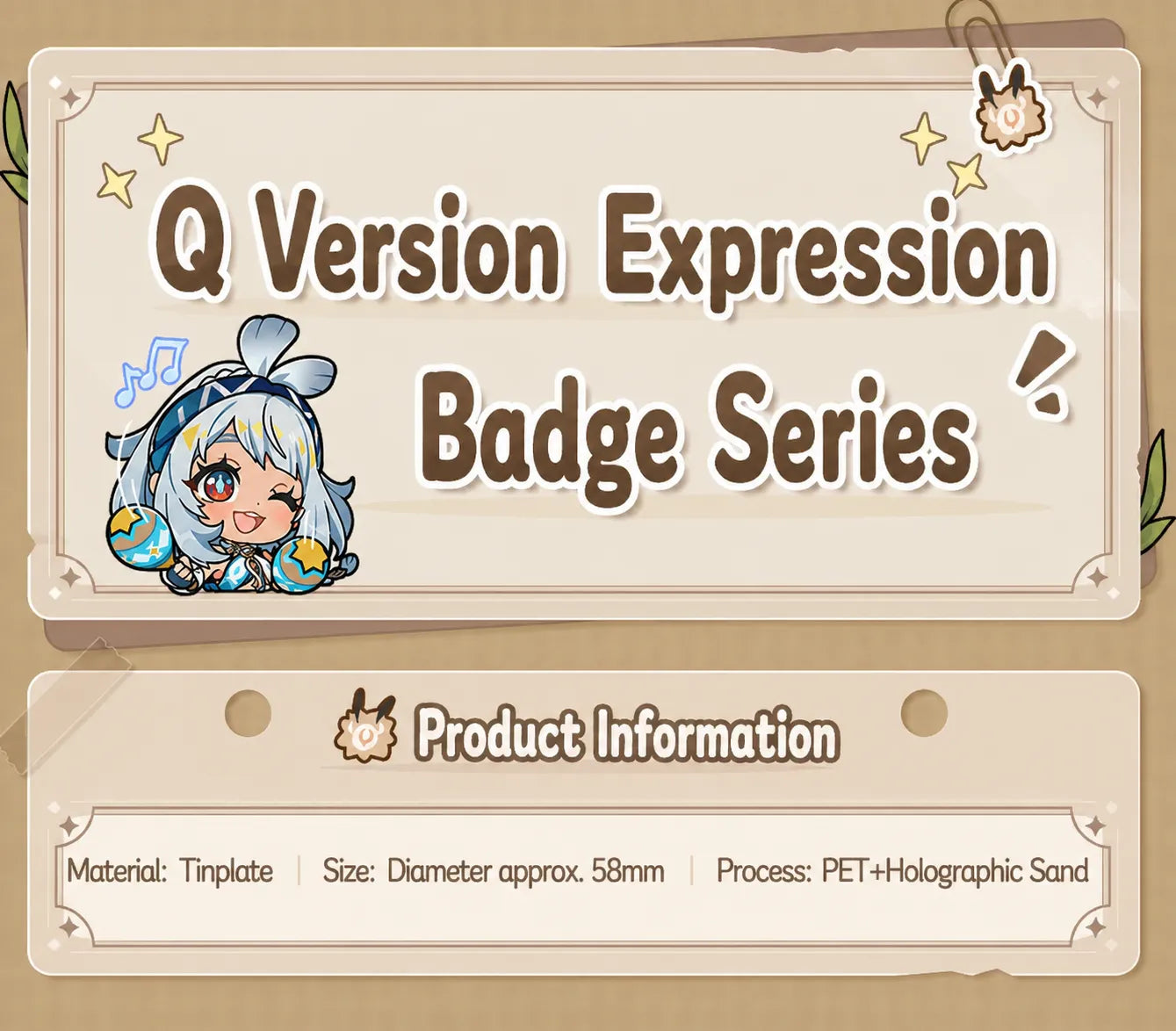Natlan emoji badge chibi design close up glossy surface character details