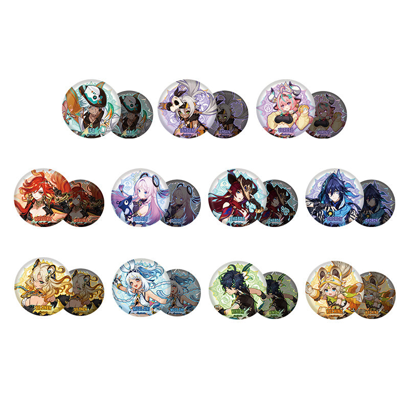 Genshin Natlan Series character badge collection featuring Mualani Kinich Mavuika Citlali Ifa and more