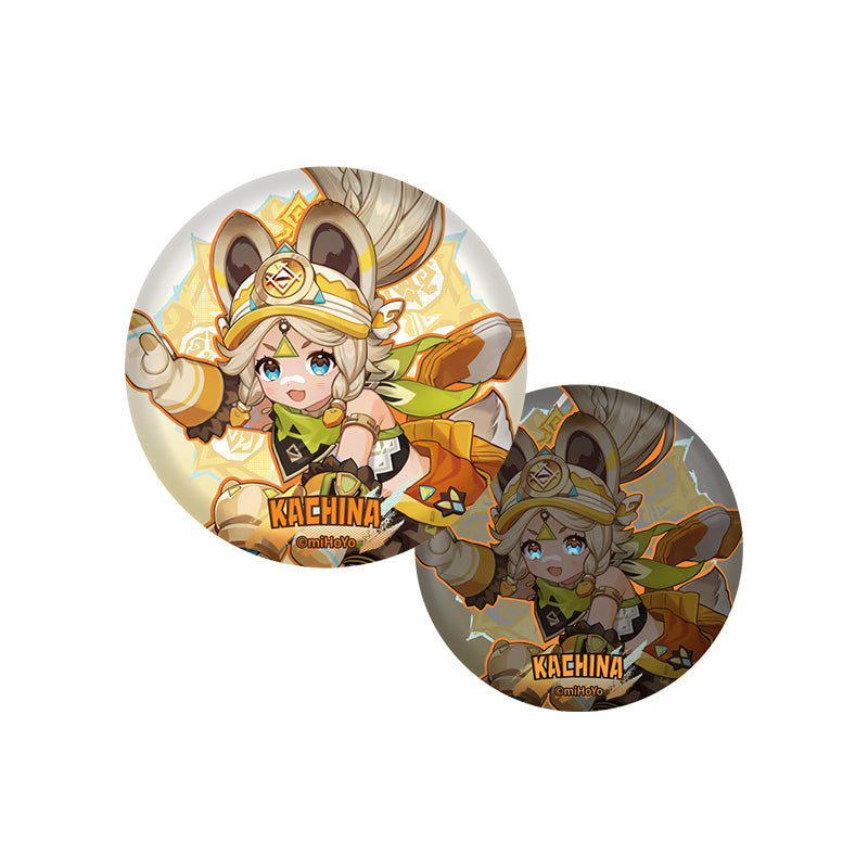 Kachina character badge from Genshin Impact Natlan Series with partial reflective artwork collectible pin