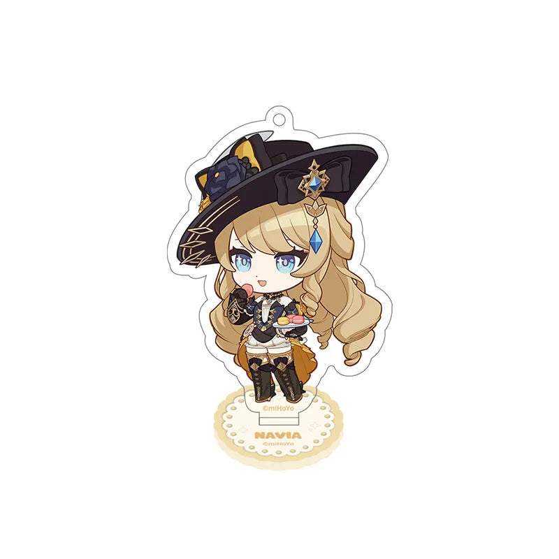 Genshin Navia Stellar Recollection series acrylic standee featuring elegant chibi artwork and themed base