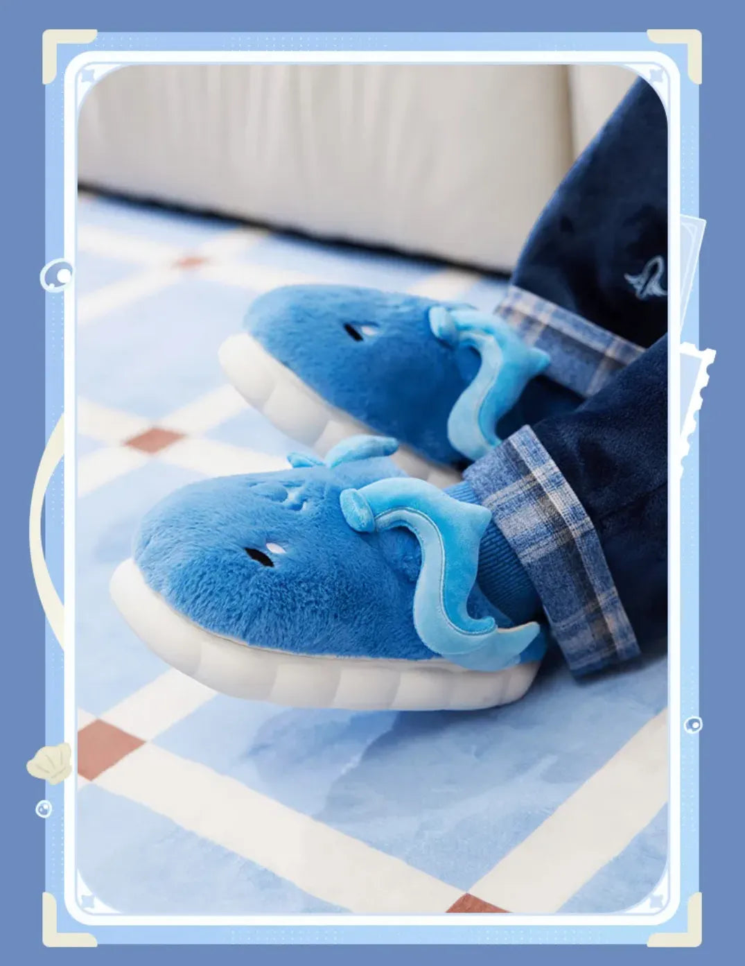 Genshin Impact Neuvillette Plush Home Slippers Flat Display