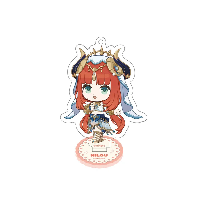 Genshin Nilou Stellar Recollection series acrylic standee with dancer-themed chibi artwork and decorative base