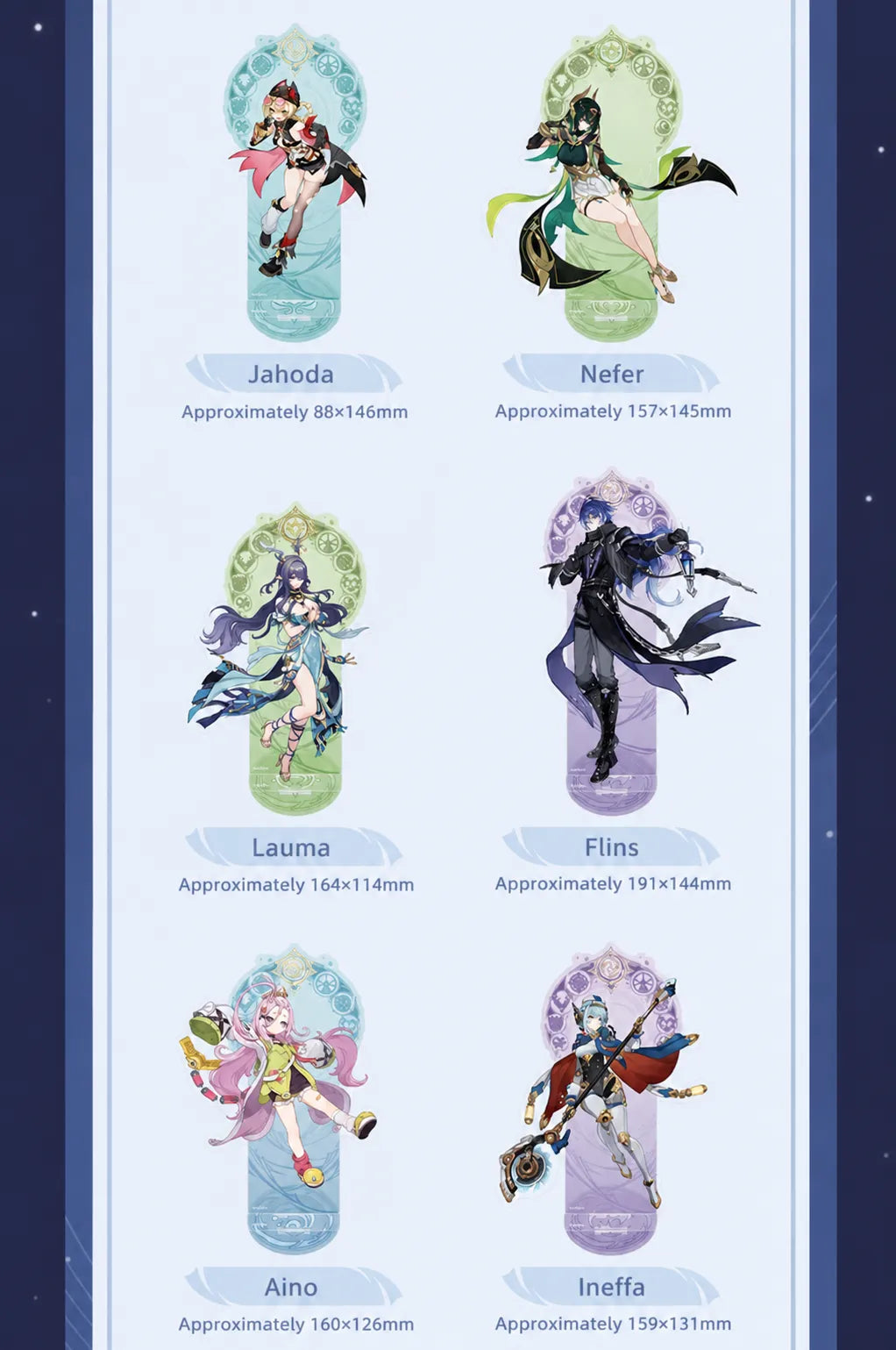 Genshin Impact Nod-Krai Acrylic Stands featuring premium acrylic material fine glitter finish and collectible character artwork