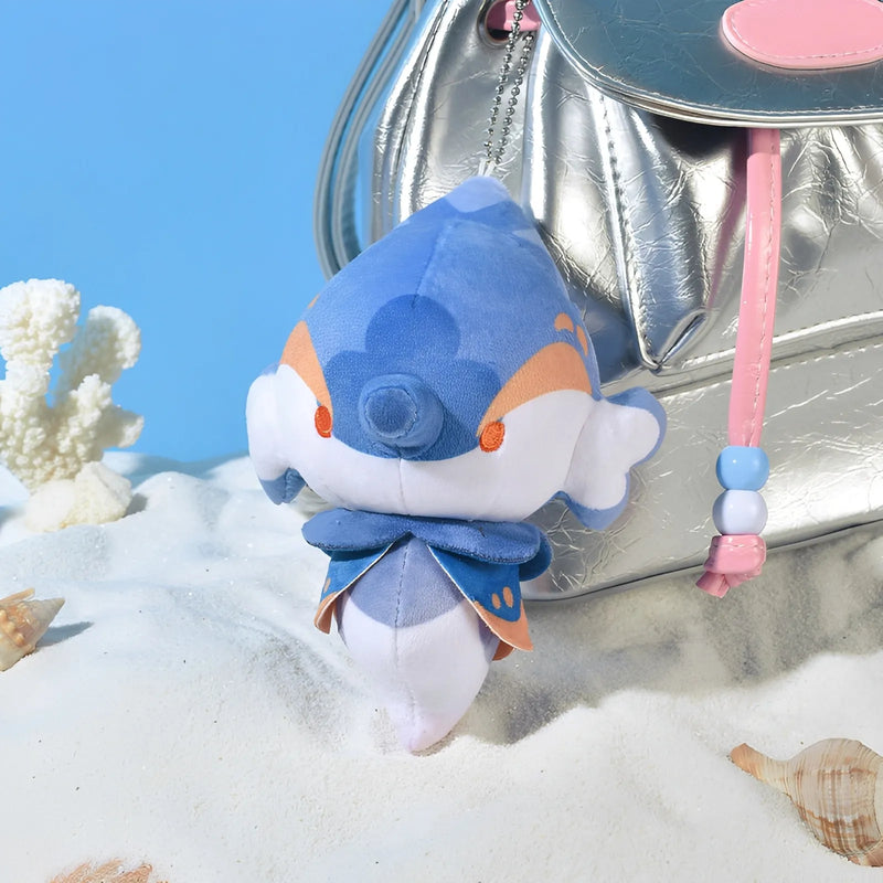 Genshin Impact Ocean Series seahorse plush keychain scene display underwater themed background