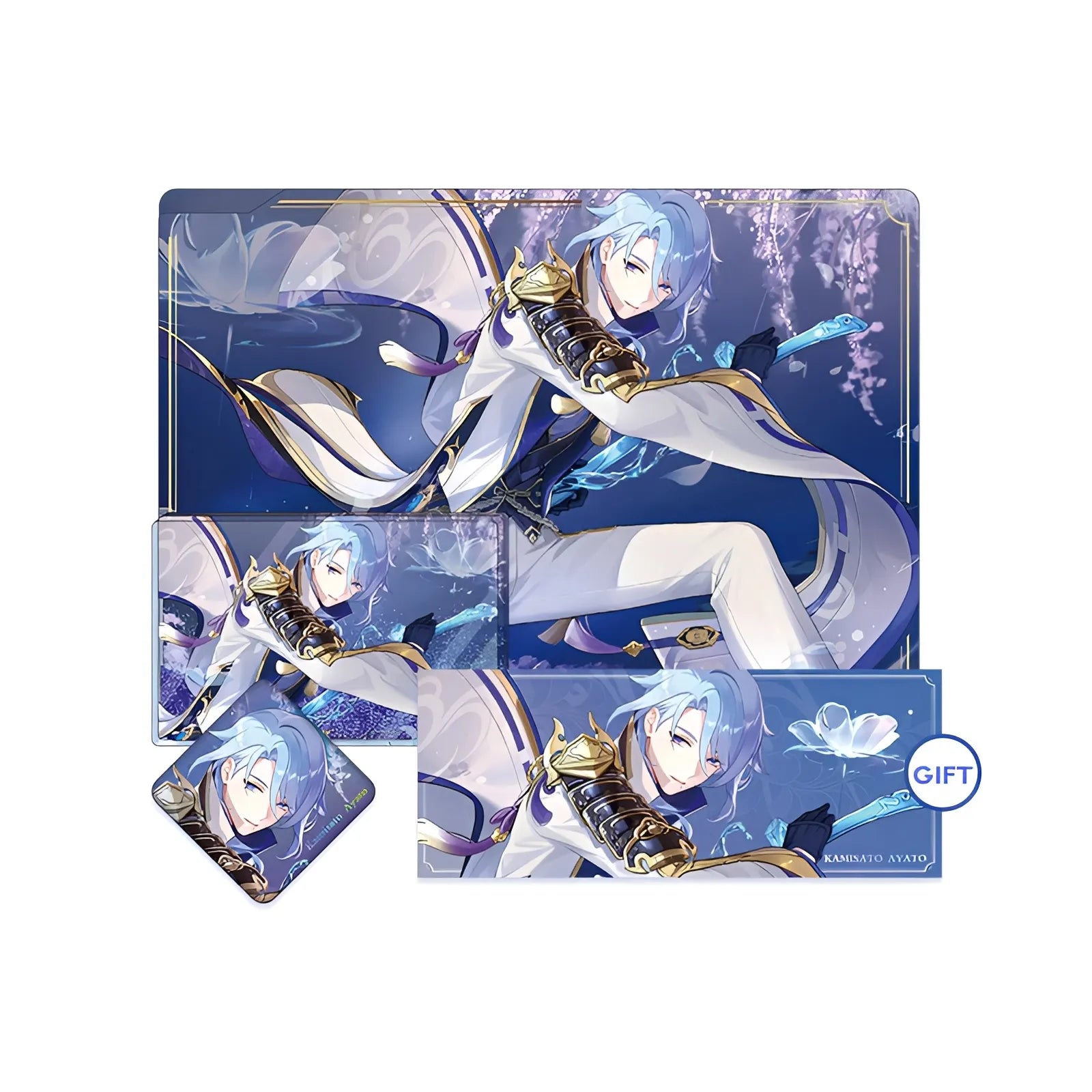 Genshin Impact Kamisato Ayato set from Offline Event Series includes holographic ticket collectible