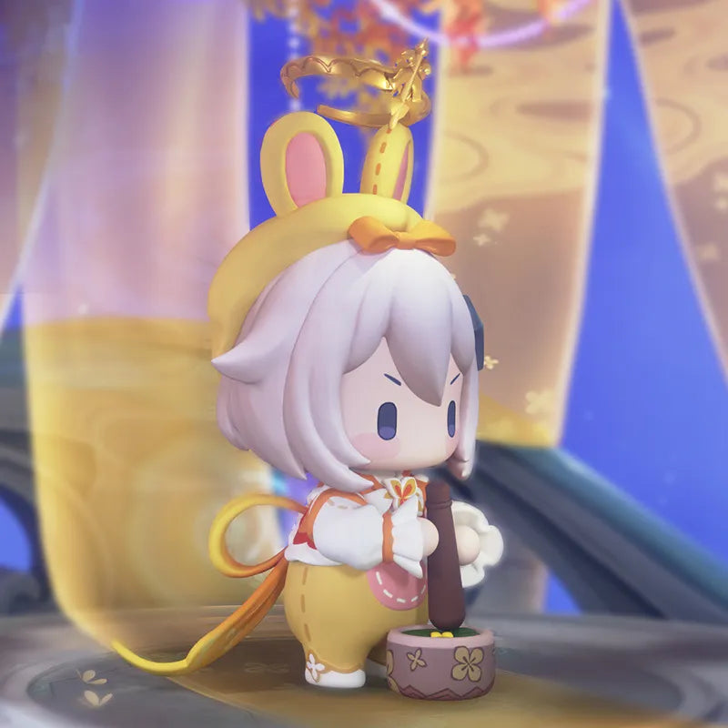 Paimon Little Moon Rabbit Figure in a Mid-Autumn themed display