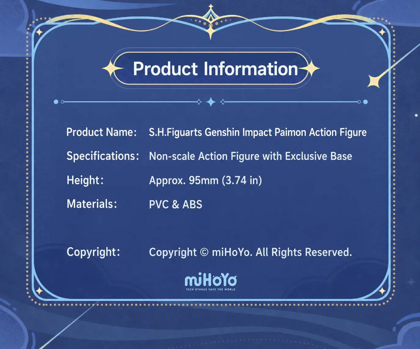 Genshin Impact Paimon S.H.Figuarts product information and specifications display