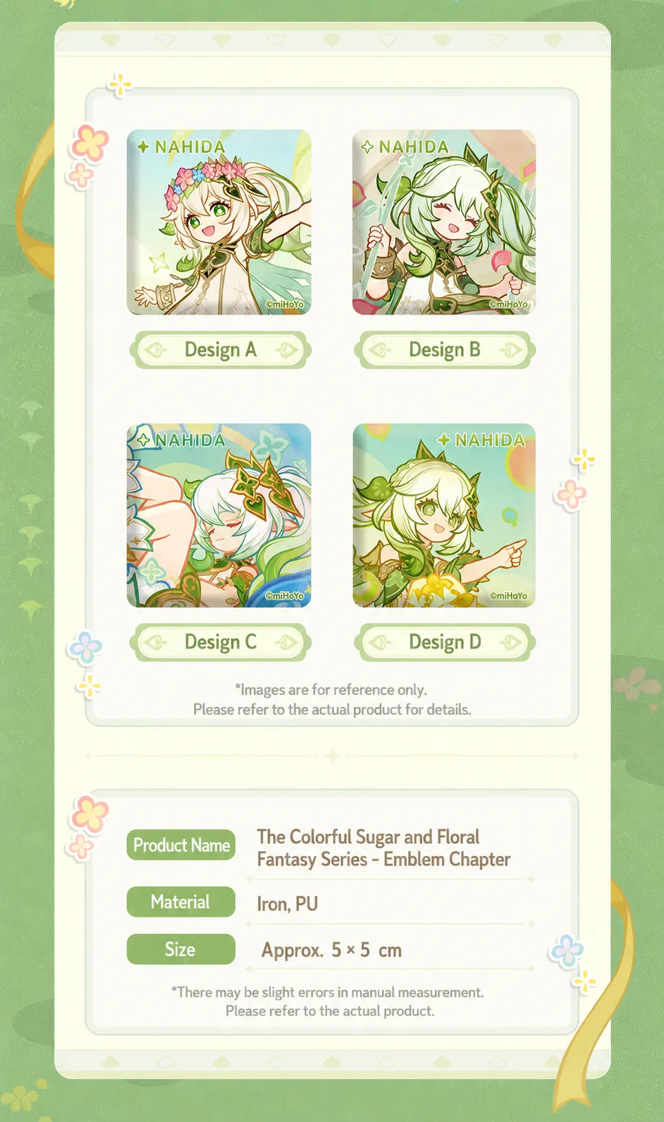 Genshin PET collection card set featuring Nahida and Paimon with dreamy floral candy themed illustrations