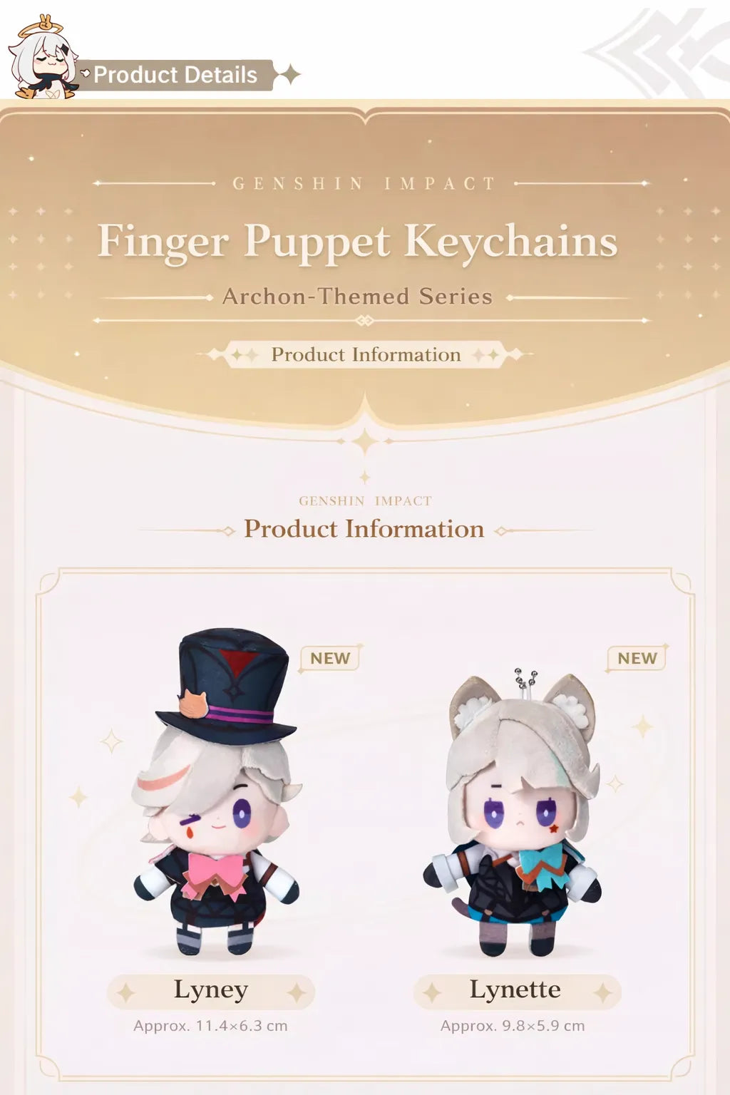 Genshin Impact plush finger puppet keychain size and detail view soft material stitching