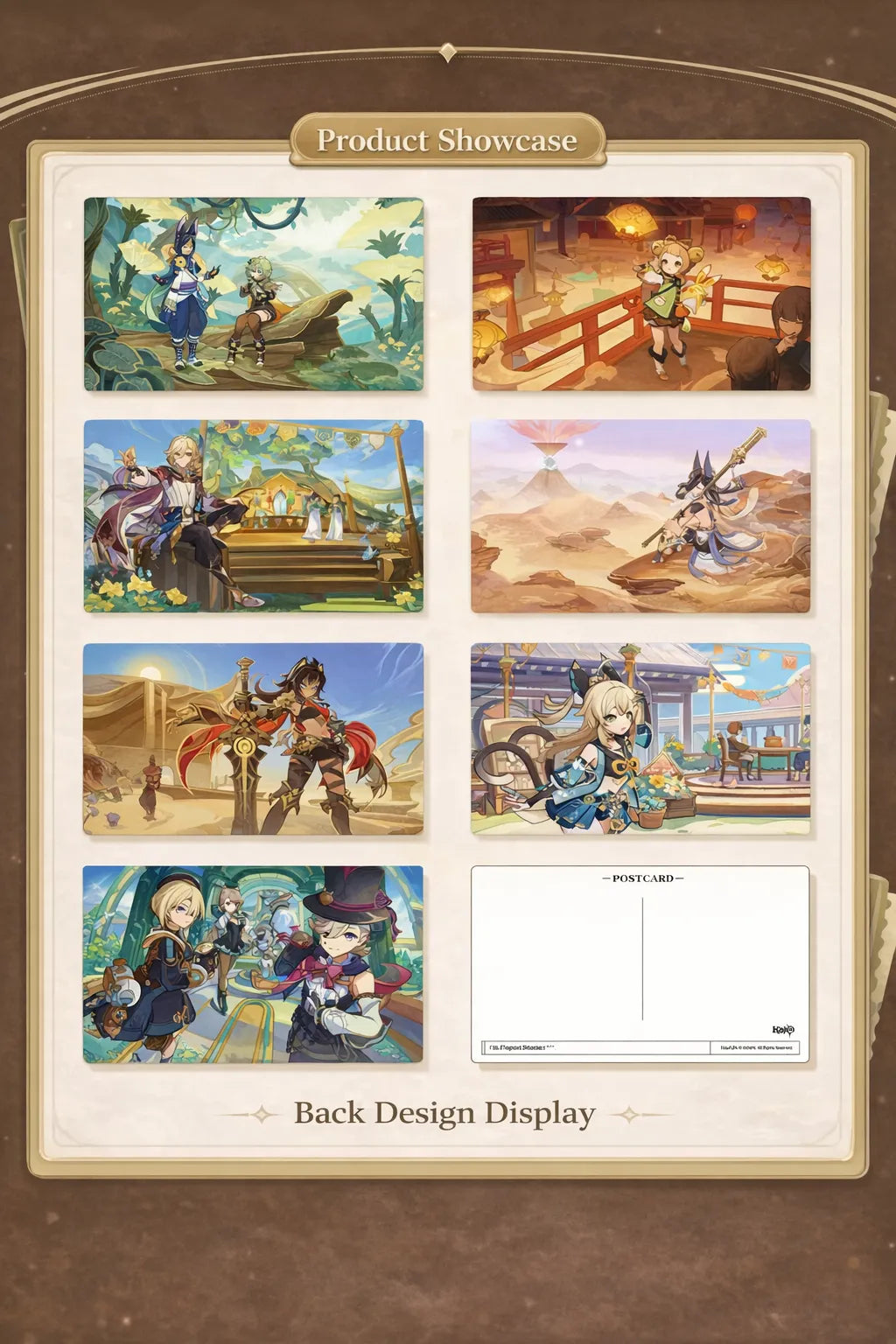 Genshin Impact postcard set size material quantity information chart