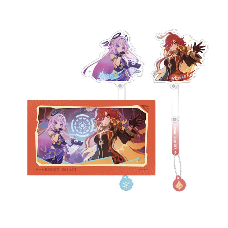 Genshin Premiere Illustration Series acrylic stand keychains and transparent cards featuring Citlali and Mavuika collectible merch