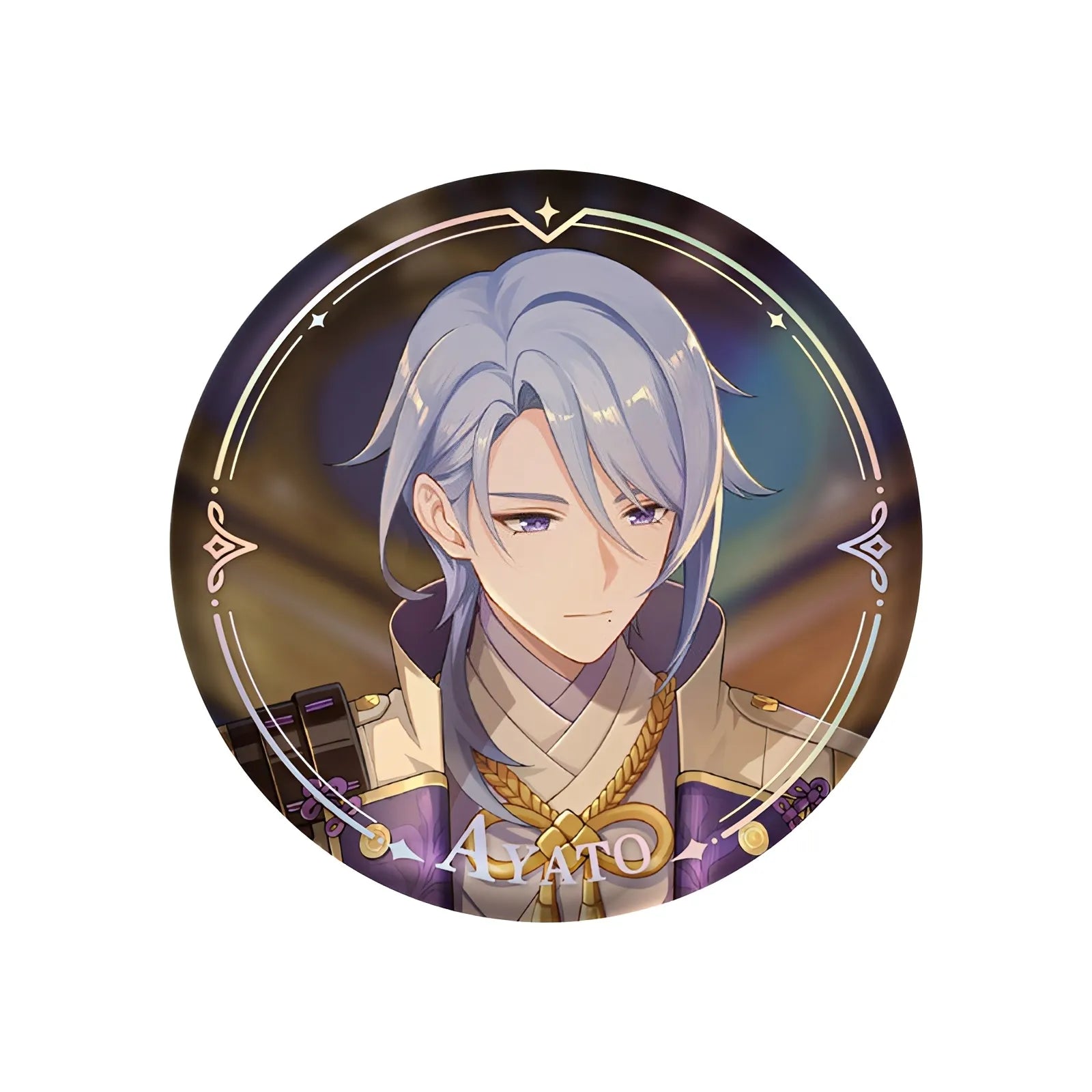 Genshin Impact PV Series badge featuring Kamisato Ayato character design