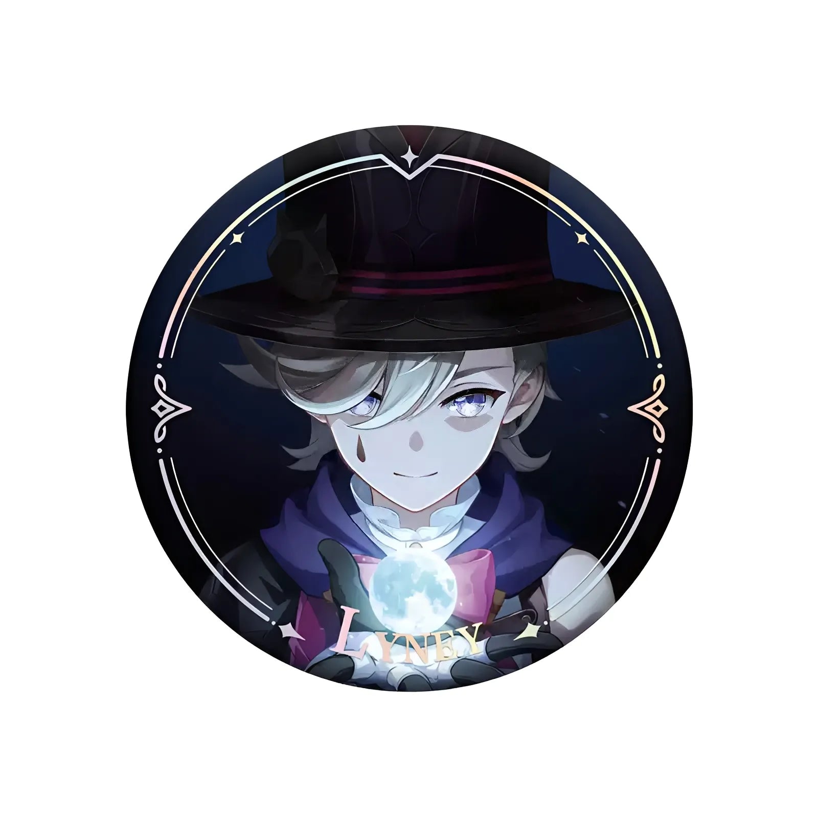 Genshin Impact PV Series badge featuring Lyney character design