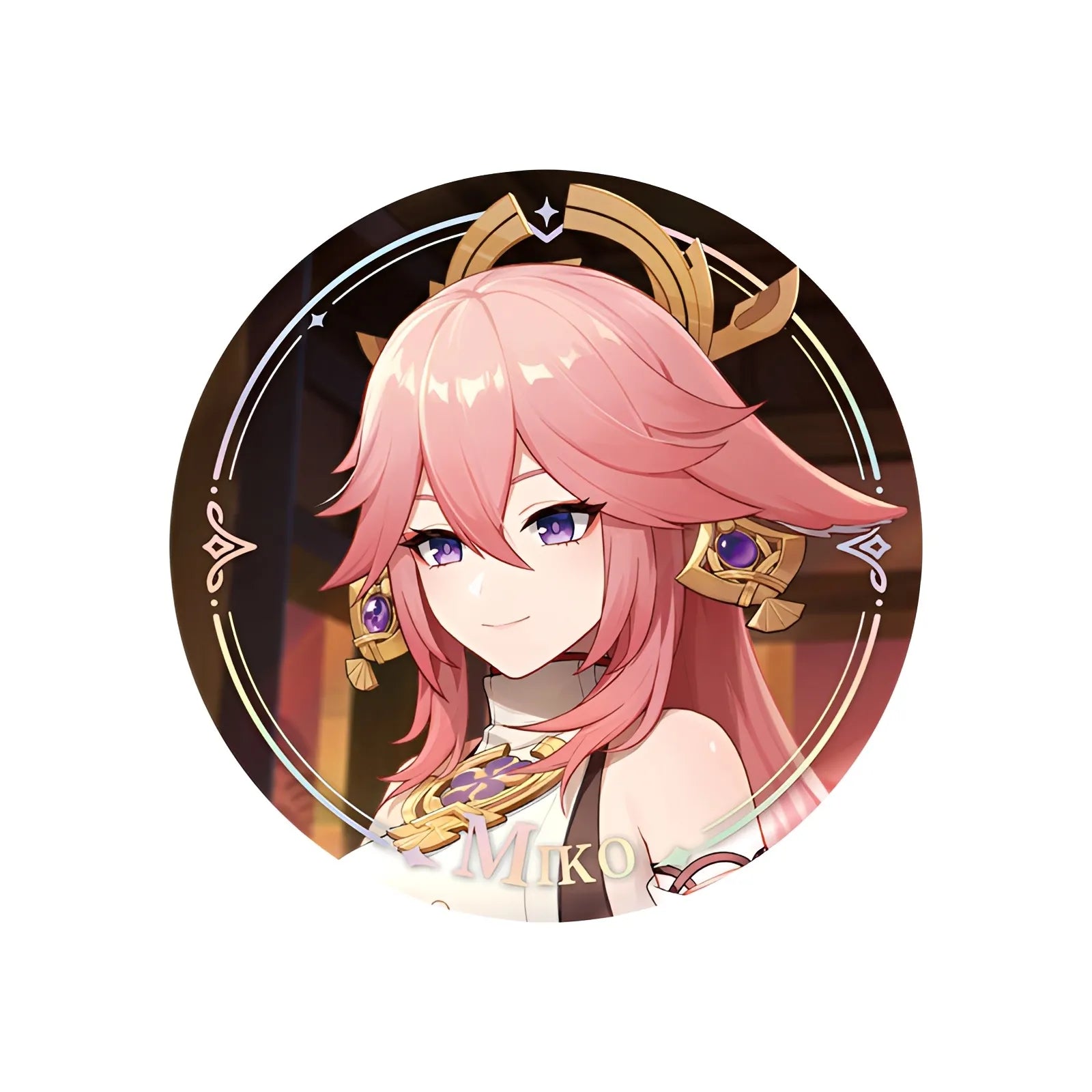 Genshin Impact PV Series badge featuring Yae Miko character design
