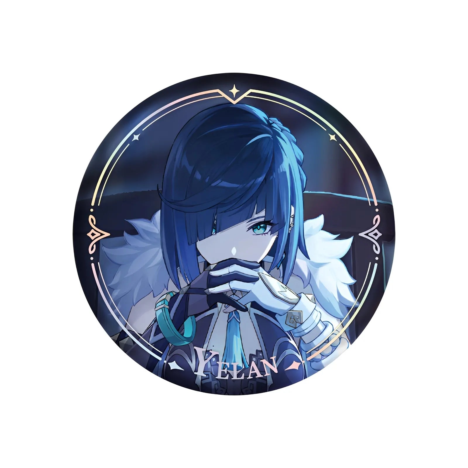 Genshin Impact PV Series badge featuring Yelan character design