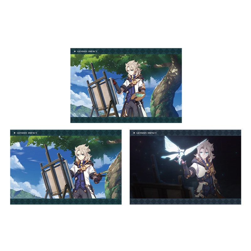 Genshin Impact PV Series photo cards featuring Albedo character artwork