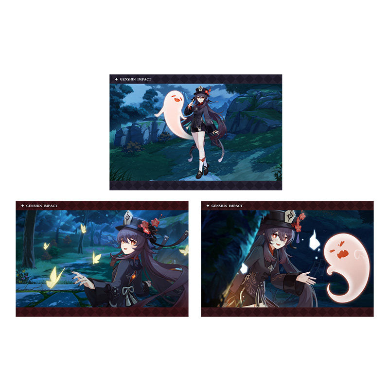 Genshin Impact PV Series photo cards featuring Hu Tao character artwork